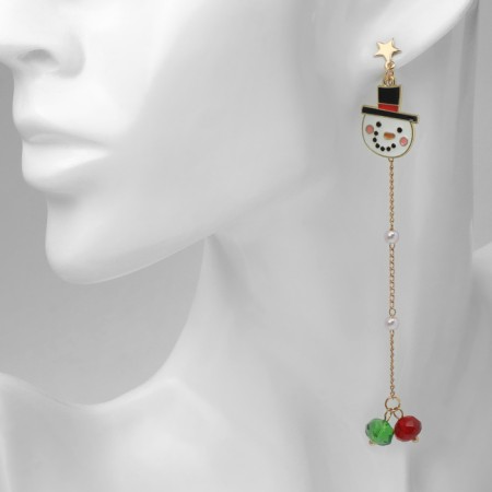 New Year! Earrings "New Year" hanging, penguin, colored in gold-3