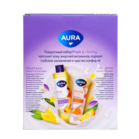 Aura Gift set "Mango and Papaya": shower gel, 250 ml + hand cream, 75 ml-4