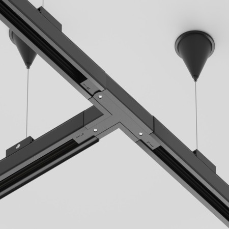Connector T-shaped for the Technical Tract-31b-L, left-linked, 16.6x9.9x3.2 cm, black color, black-2