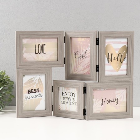 MDF photo frame in 6 photos 10x15 cm, 10x10 cm "Riddle" gray 33x47.8x1.1 cm