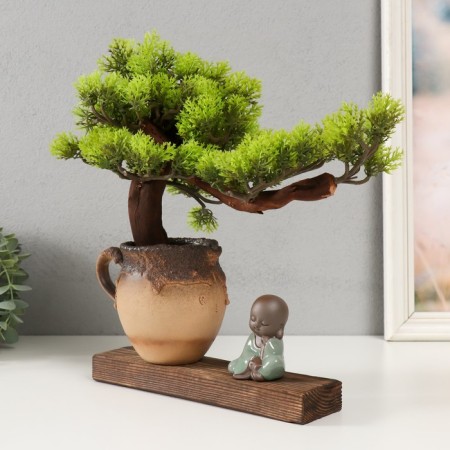 Souvenir tree, porcelain "Little monk under a tree" 31.2x4.5x7.8 cm-3