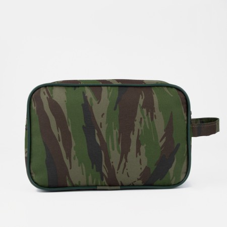 Cosmetic bag with zipper, green color/camouflage-1