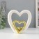 Ceramics candlestick for 1 candle "heart" white with gold 12.7x5.5x12.2 cm