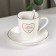 Coffee steam ceramic with a spoon of Coffee, 2 items: a mug of 190 ml, a saucer, a drawing mix