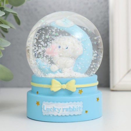 Souvenir Polystone Water Ball Light "Bunny on the crescent" mix 6x6x8.5 cm-7