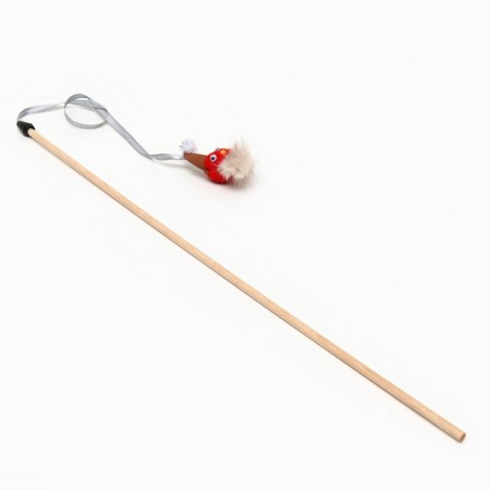 Domesticon "Dwarf" on a wooden stick for cats, red,-2