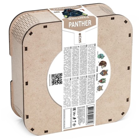 Wooden, curly puzzle EWA "Black Panther", 42x38 cm-5