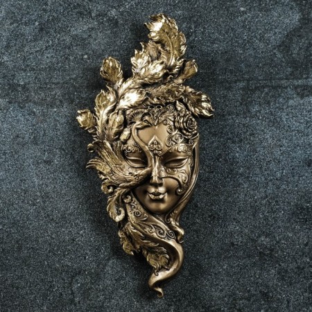 Mask panel 33x16x5 cm, bronze with gilding-1