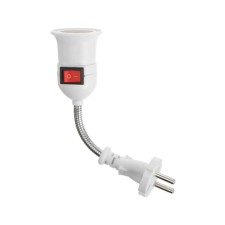 Adapter fork-patron, e27, flexible 100 mm with a switch, white