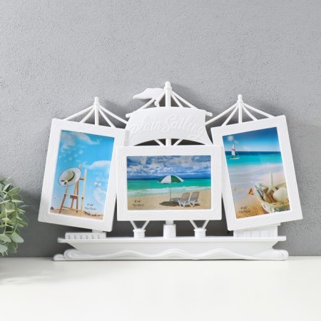 Multipher "Ship" in 3 photos, 10x15 cm, plastic, col. white