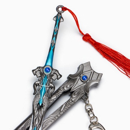Souvenir weapon suspended mini "sword art", keychain, 27 cm, silver with blue-5