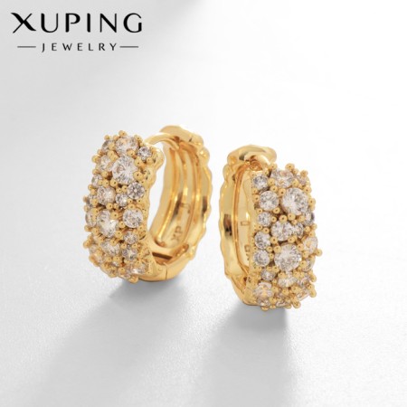 Cooping earrings Xuping blindness, white color in gold, d = 1.7 cm