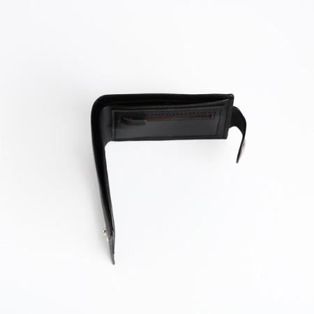 Male purse for magnet, department for bills, for maps, for coins, black color-3