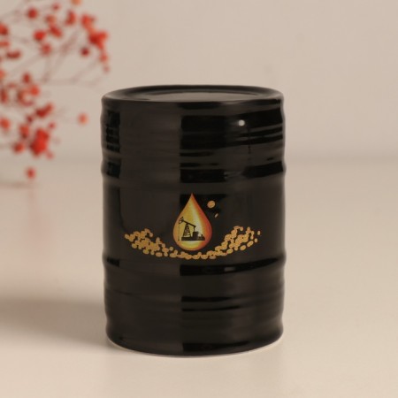 Piggy bank Ceramics "Oil - Black Gold!" Black 6.5x6.5x9 cm-5