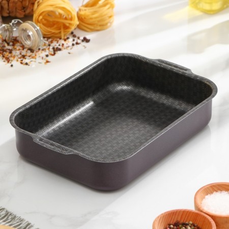 The baking sheet is "hostess", 19 × 25 cm, h = 6 cm, anti -stick coating, burgundy color-8