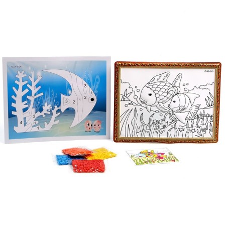 Set for creativity: EVA applique with crumbs and coloring - stickers "Underwater World"