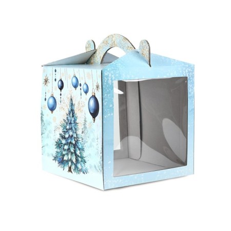 Confectionery box with a window, a chest, "Christmas tree", 20 x 20 x 20 cm, New Year-1