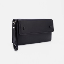 Women's wallet with a zipper, with a pen, black color