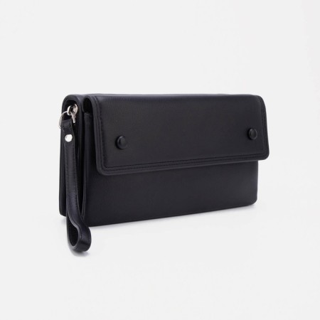 Women's wallet with a zipper, with a pen, black color