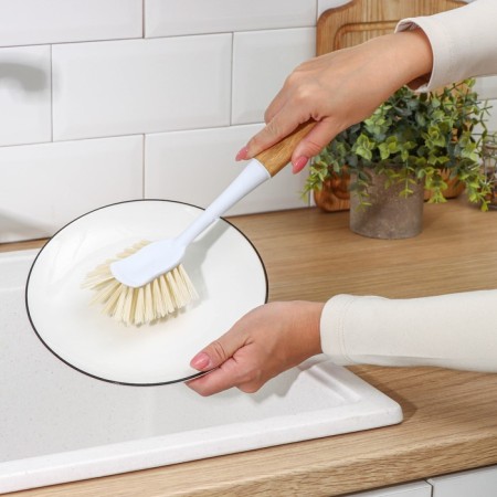 Brush for dishes Meli, 8 × 6.5 × 29 cm, bamboo handle, beige color-5