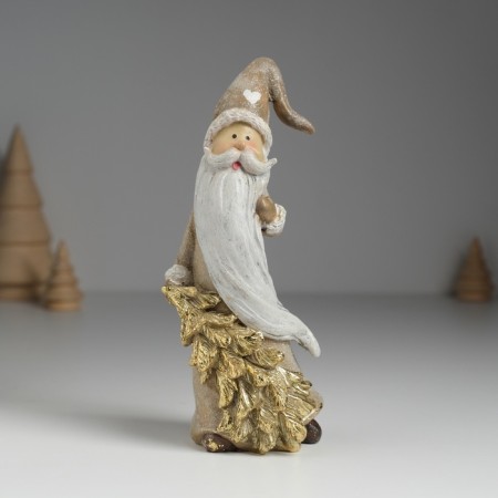 Suvenir Polystone "Santa Claus with a heart on a hat with gifts/Christmas tree" 5.5x4.5x15.5 cm-1