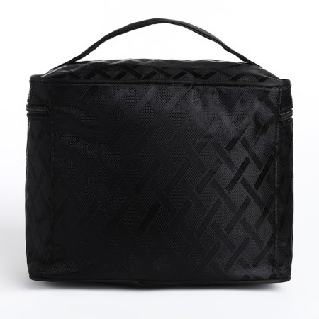 Cosmetic bag with a zipper, with a mirror, black color-1