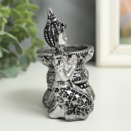 Souvenir Polystone SPRAGE "Buddha in silver robes" MIX 9.5x8.5x5.3 cm-2