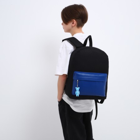 School textile school with pockets, 38x29x11 cm, black color-6