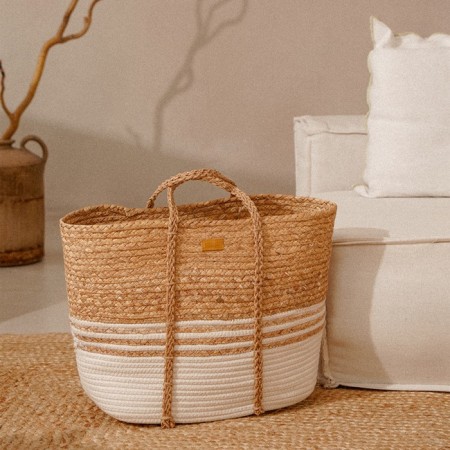 Belly basket wicker Sl Home Orden, cotton, hyacinth, 42 × 24 × 35 cm-6