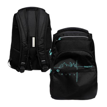 Youth backpack 43 x 31 x 20 cm, Grizzly, ergonomic back, laptop department, black
