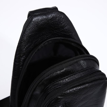 Male sling bag, artificial leather, black color-4