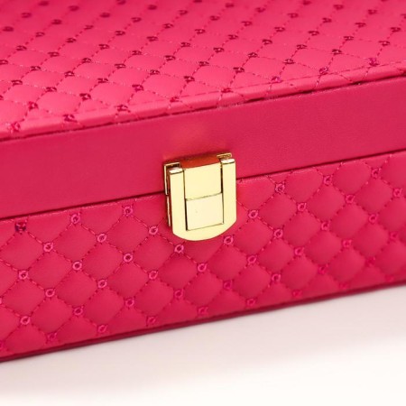 Casket to the leatherette for jewelry "with sequins" bright pink 7.5x22x15 cm-4