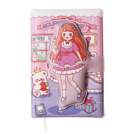 Gift notebook, A6, 100 sheets, color block, with a curly knife, PVC cover, "Anime", mix-4