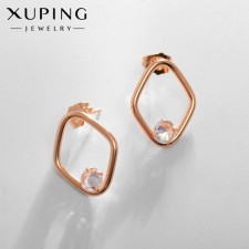 Серьги со стразами XUPING контур восторг, цвет белый в розовом золоте