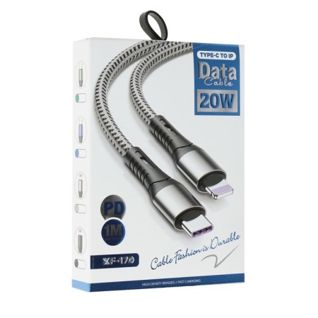 Type -C cable - Lightning, 3 A, 66 W, fast charging, fabric braid, 1 meter, green-3