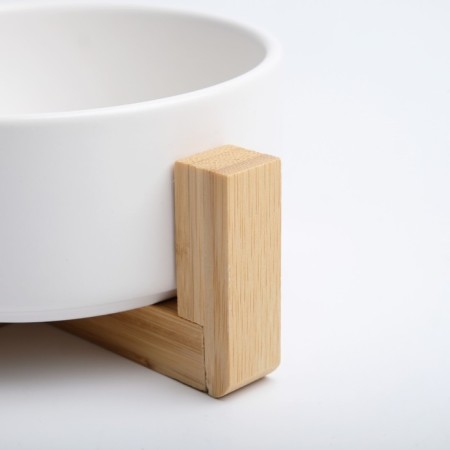 Ceramic bowl on a stand 450 ml 13 x 5 cm, white-4