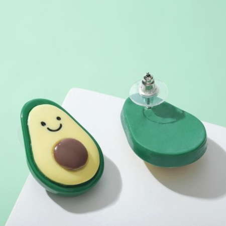 Avocado plastic earrings with a smile, color-2