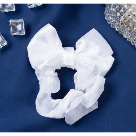 Hair elastic band "Schoolgirl" Orbit Bant, D-10 cm, white-1