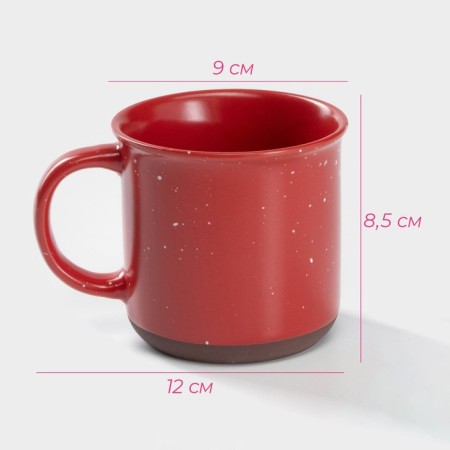 Mug ceramic shares "CLUO", 330 ml, red color-2
