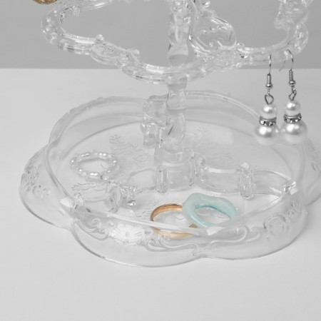 Standing for earrings "Lessons" 14.5 × 14.5 × 17 cm, 2 tiers, transparent color-1