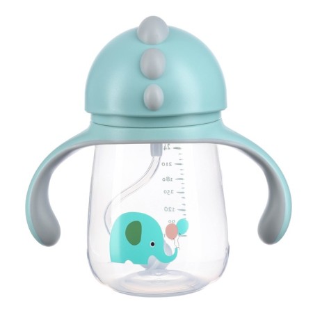 Drill - children's impotance with silicone tube "Elephant", 260 ml., With handles, blue color-1