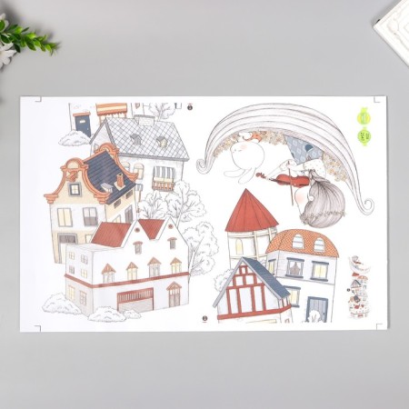 Stick plastic interior color "Baby in a boat in houses" 30x45 cm-1