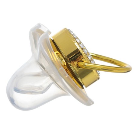 Set: Nipple - Orthodontic dummy with the holder "Diamond", with a cap, from 6 months., Golden, rhinestones-3