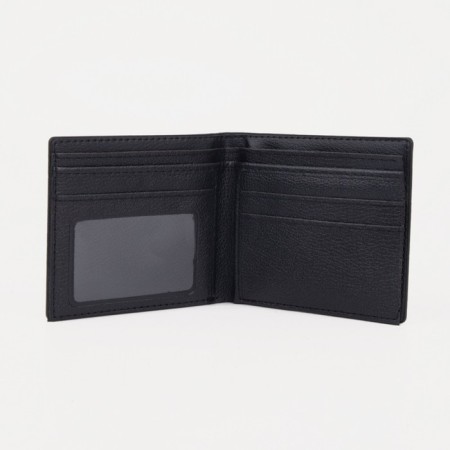 Male purse without fastening, department for bills, for maps, black color-2
