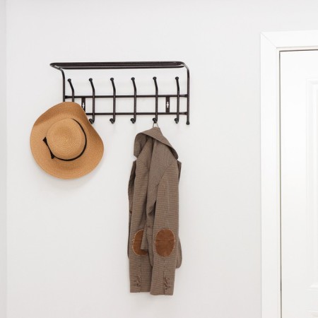 Wall hanger with a shelf for 6 hooks, the color is copper-4