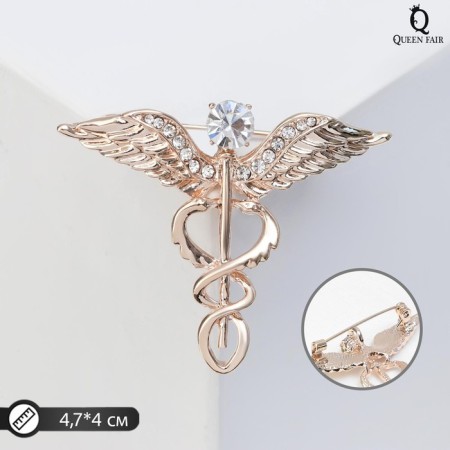 Brooch "Kadetsa", white color in gold