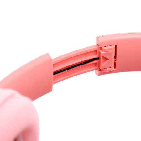 Headphones wireless "bunny", sound and light effects, folding, pink color-5