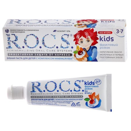 Toothpaste R.O.C.S. for children, fruit horn, without fluorine, 45 g-3