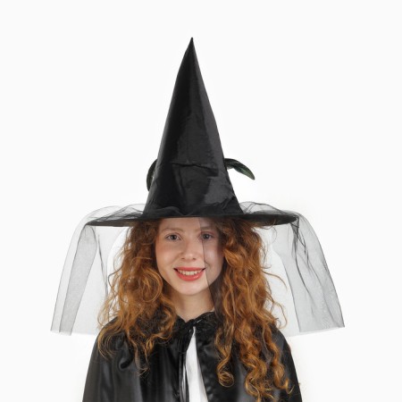 Carnival hat "Witcher", with a veil, black color-1