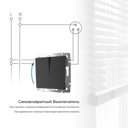 Two -clavy switch with self -return (black matte) W1122408-1